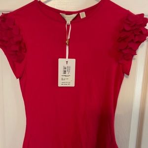 Pink Ted Baker blouse with ruffle sleeves